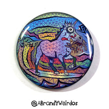 Load image into Gallery viewer, Feast of the Surfing Unicorn (2.25 Inch Pinback Button)