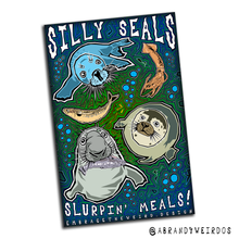 Load image into Gallery viewer, Silly Seals Slurpin' Meals (Open Edition Poster Print)