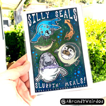 Load image into Gallery viewer, Silly Seals Slurpin' Meals (Open Edition Poster Print)