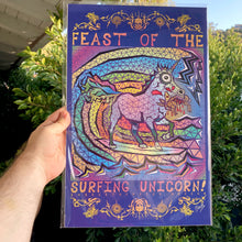 Load image into Gallery viewer, Feast of the Surfing Unicorn (Open Edition Poster Print)