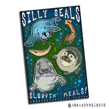 Load image into Gallery viewer, Silly Seals Slurpin&#39; Meals (Open Edition Poster Print)
