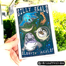 Load image into Gallery viewer, Silly Seals Slurpin&#39; Meals (Open Edition Poster Print)

