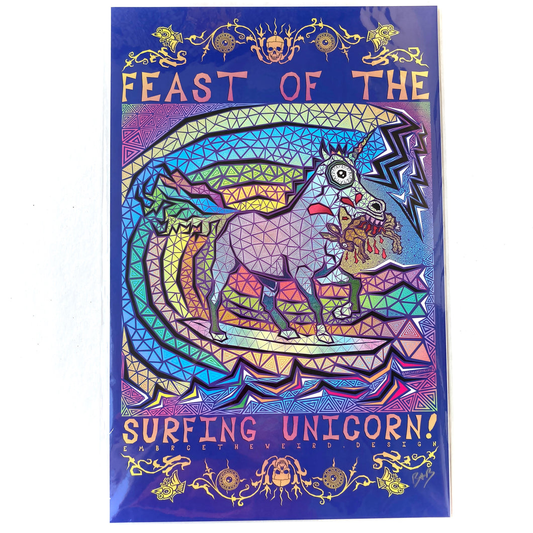 Feast of the Surfing Unicorn (Open Edition Poster Print)