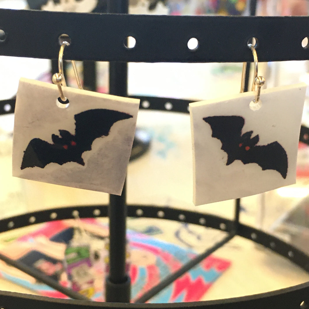 Batty (Hand Printed / Handmade Earrings)
