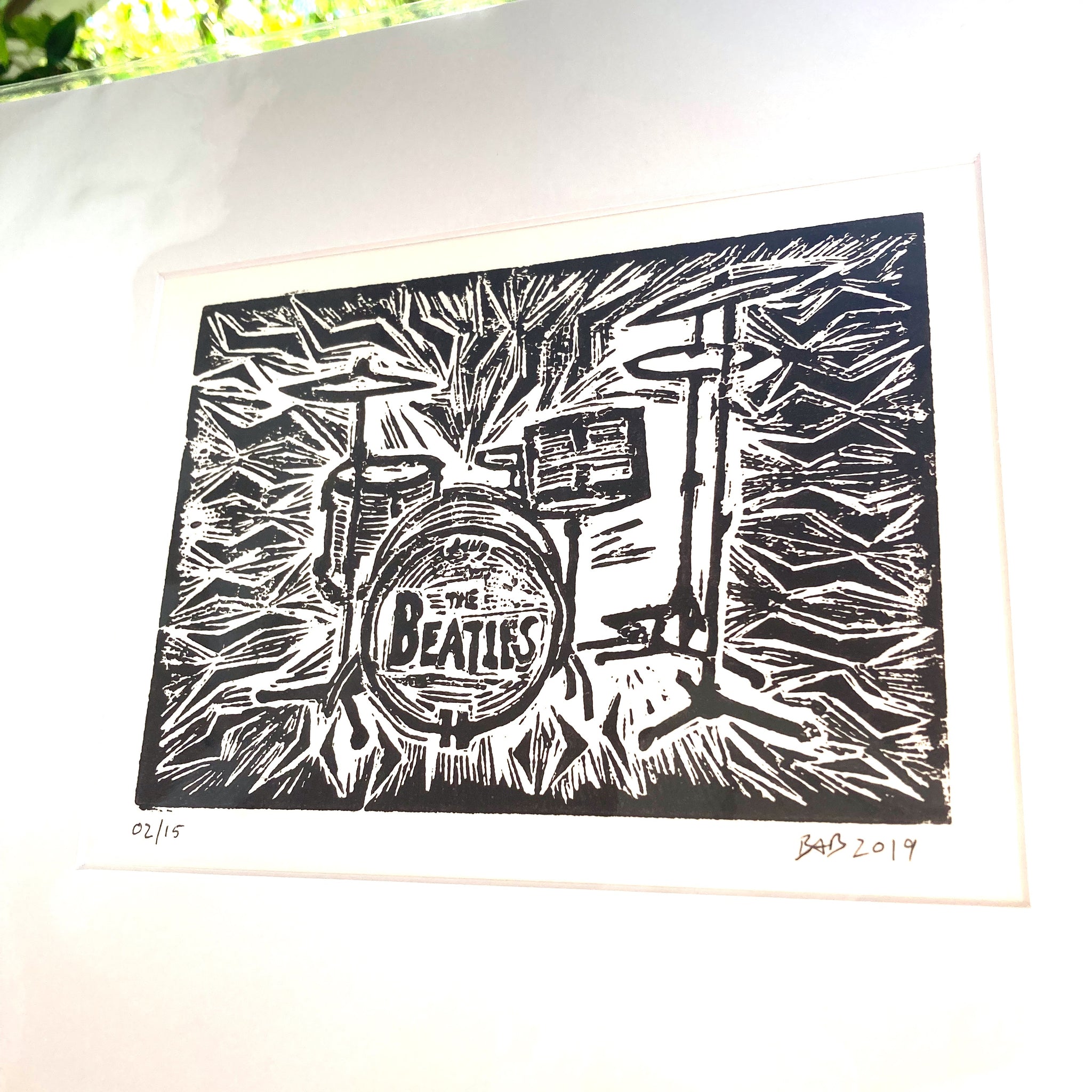 THE BEATLES DRUM KIT- An Original Limited Edition Linocut (Series of 1 –  Embrace The Weird